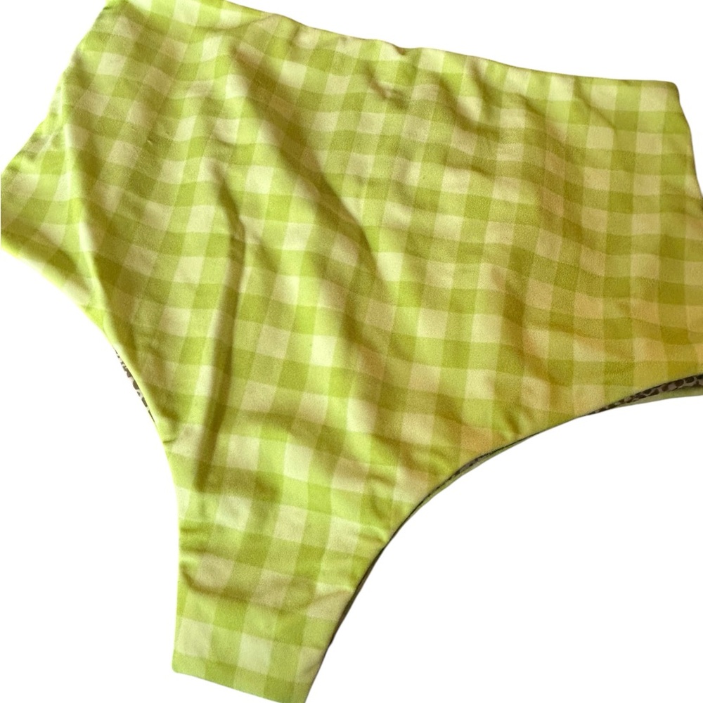Acacia Swim Seychelles Stevie Bikini Bottom Size Small Green Check - Picture 2 of 5